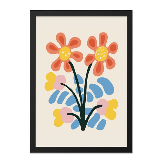 Floral Wall Art, Retro Flower Print, Abstract Flower Wall Decor, Colorful Flower Art Print, Modern Home Decor, Flower Bouquet Print - Tawshia
