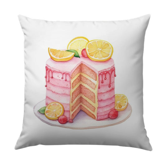 Lemon Cake Pillow, Foodie Decor, Watercolor Pillow, Bakery Lover Gift, Cute Dessert Cushion, Kitchen Accent Decor, Sweet Treat Pillow - Tawshia