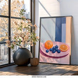 Modern Fruit Wall Art, Still Life Print, Orange and Blueberry Painting, Contemporary Home Decor, Kitchen Wall Decor - Tawshia