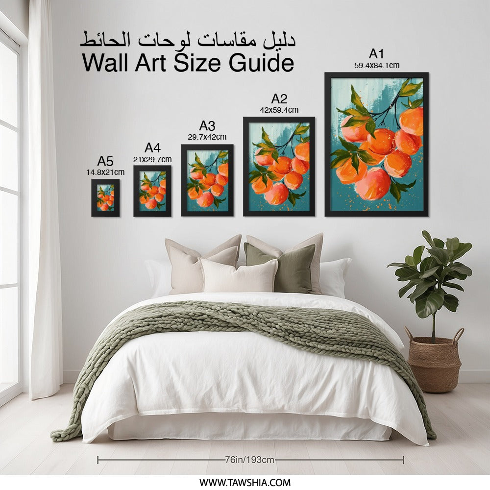 Orange Fruit Wall Art, Kitchen Decor, Modern Home Decor, Citrus Painting, Fruit Art Print, Contemporary Artwork, Office Wall Decor - Tawshia