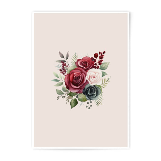Rose Bouquet Photographic Prints, Floral Wall Art Prints, Watercolor Roses Art, Flower Prints, Botanical Art Print, Home Decor, Gift Ideas - Tawshia