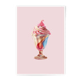 Ice Cream Sundae Photographic Prints, Pink Background Art, Dessert Lover Gift, Home Decor, Kitchen Art, Sweet Treat Photography - Tawshia