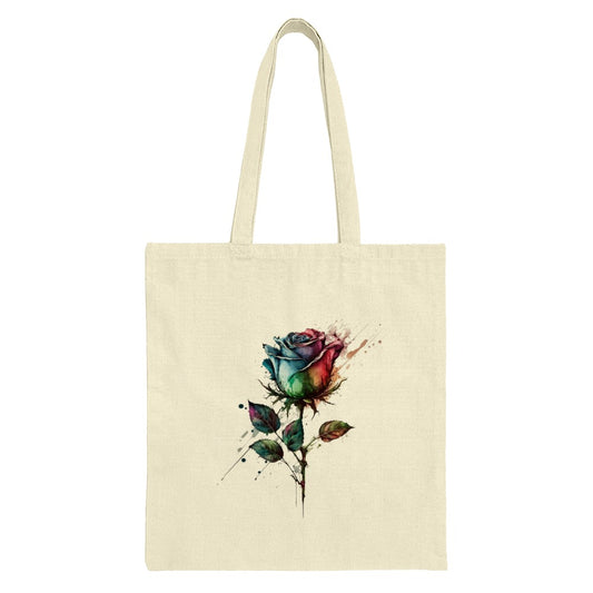 Rainbow Rose Tote Bag, Floral Design Bag, Colorful Flower Gift, Artistic Print Tote, Trendy Everyday Bag - Tawshia