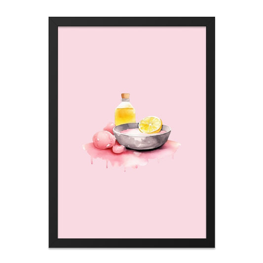Spa Wall Art, Lemon Wall Decor, Still Life Art Print, Bathroom Wall Art, Watercolor Art, Relaxation Decor, Pink Wall Art, Home Decor - Tawshia