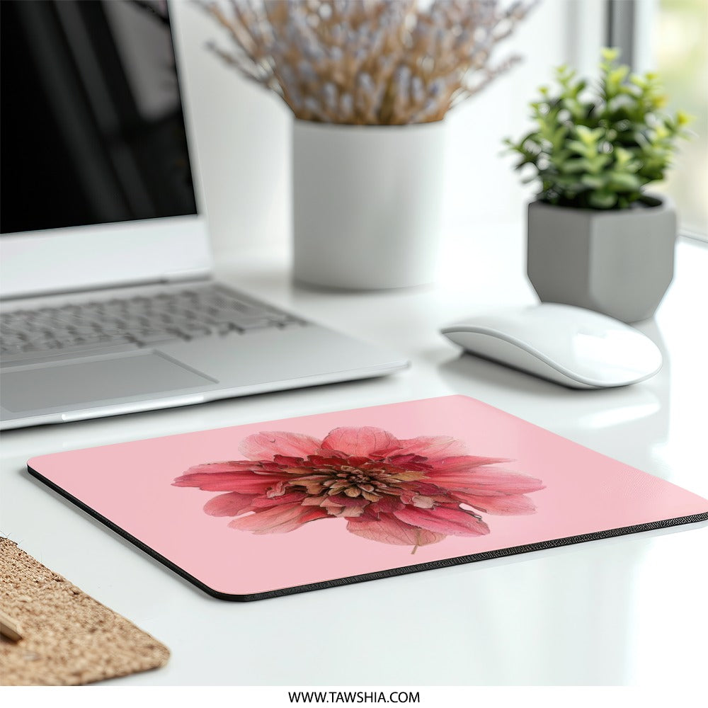 Floral Mouse Pad, Pink Flower Design, Botanical Desk Decor, Trendy Computer Accessory, Unique Gift Idea, Office Essentials - Tawshia