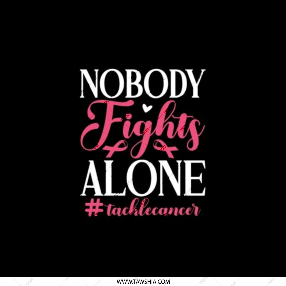 Nobody Fights Alone Pocket Mirror, Cancer Awareness Gift, Inspirational Pocket Mirror, Support Gift, Fight Cancer Gift, Cancer Ribbon - Tawshia