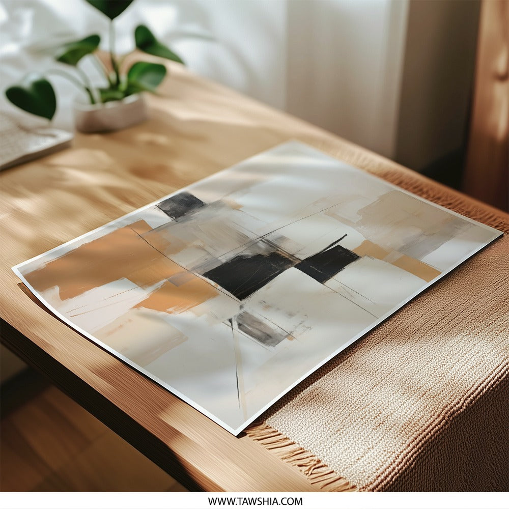 Abstract Photographic Print, Modern Wall Art, Beige Black Art Print, Neutral Art Decor, Contemporary Art, Home Decor, Minimalist Art Print - Tawshia