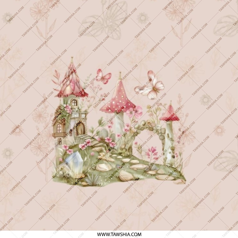 Fairy House Pocket Mirror, Fantasy Castle Compact Mirror, Enchanted Home Pocket Mirror, Fairytale Mirror, Mushroom House Mirror - Tawshia