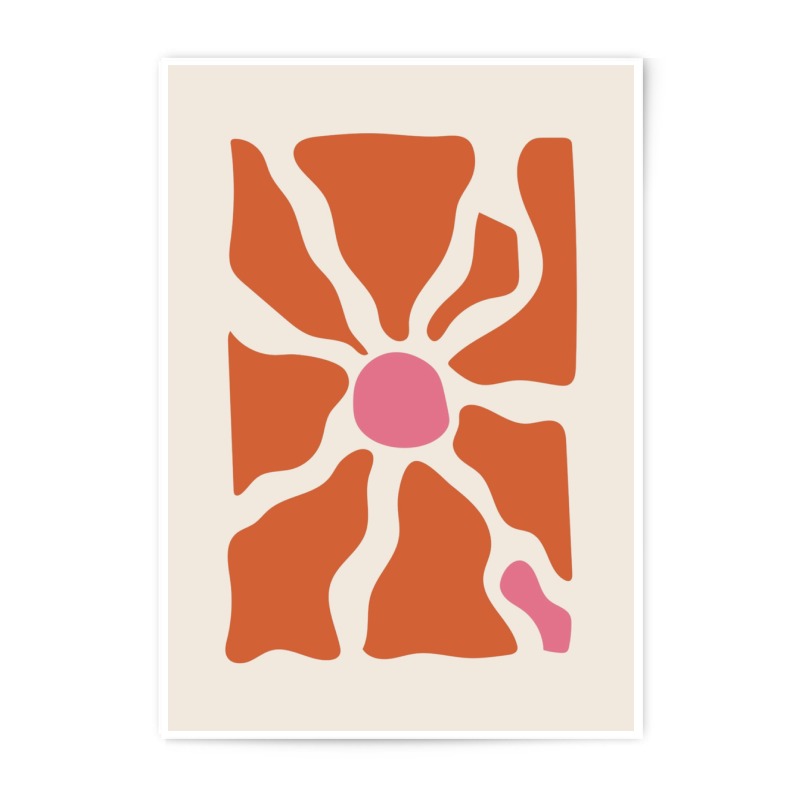 Abstract Flower Photographic Print, Retro Orange Pink Art, Modern Floral Wall Decor, Minimalist Print, Unique Gift Idea, Art Print - Tawshia