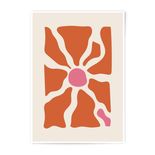 Abstract Flower Photographic Print, Retro Orange Pink Art, Modern Floral Wall Decor, Minimalist Print, Unique Gift Idea, Art Print - Tawshia