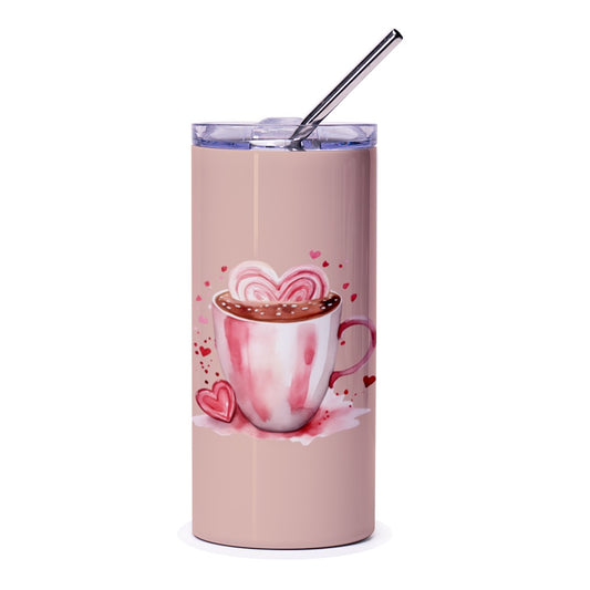 Valentine Tumbler, Heart Mug Tumbler, Chocolate Lover Gift, Romantic Gift, Coffee Tumbler, Gift For Her, Valentines Day Gift Tumbler - Tawshia