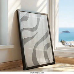 Abstract Wave Wall Art, Gray and White Texture, Modern Minimalist Decor, Contemporary Art Print, Stylish Home Accents, Trendy Wall Decor - Tawshia