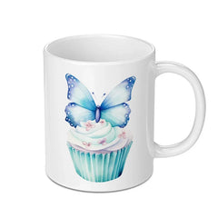 Butterfly Cupcake Mug, Whimsical Coffee Mug, Cute Tea Mug, Colorful Mug, Cupcake Gift, Butterfly Gift, Baking Lover, Mug for Her - Tawshia