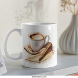Coffee Mug Art, Latte Design, Cozy Scarf, Unique Coffee Lover Gift, Drinkware Mug, Morning Mug, Gift for Friend, Coffee Art Mug - Tawshia
