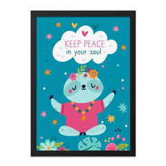Yoga Sloth Wall Art, Keep Peace Soul, Meditation Sloth, Boho Kids Room Decor, Cute Animal Print, Sloth Lover Gift, Inspirational Art - Tawshia