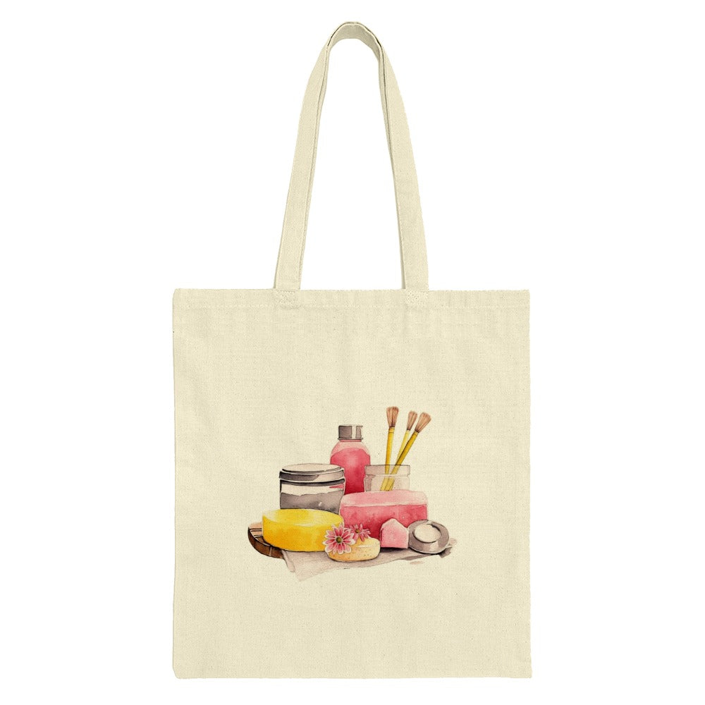 Spa Day Tote Bag, Self Care Tote, Watercolor Art, Makeup Bag, Cosmetic Design Tote Bag, Aesthetic Tote Bag, Gift Idea, Everyday Bag - Tawshia