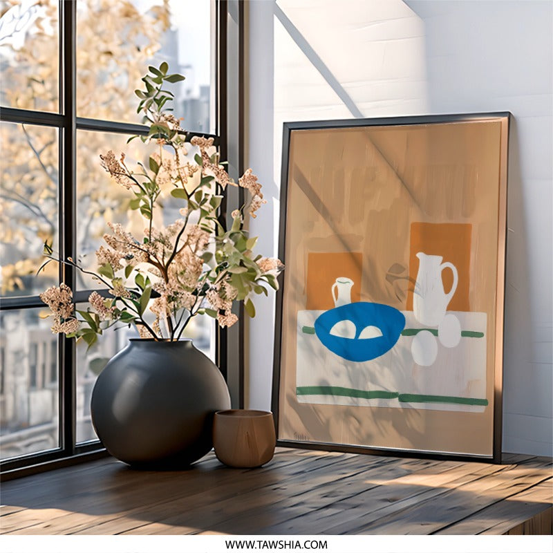 Still Life Wall Art Print, Kitchen Decor, Abstract Painting, Farmhouse Art, Modern Wall Decor, Jug and Bowl Wall Art, Home Decor - Tawshia