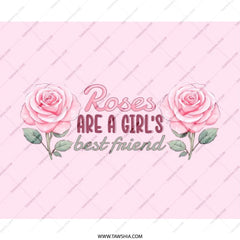 Pink Roses Mouse Pad, Floral Art, Gift for Her, Roses are a Girl's Best Friend Mousepad, Cute Office Decor, Gaming Accessories - Tawshia
