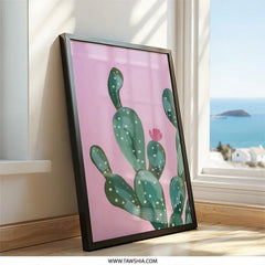 Pink Cactus Wall Art, Desert Plant Decor, Southwest Art Print, Floral Cactus Painting, Botanical Wall Hanging, Modern Home Decor - Tawshia