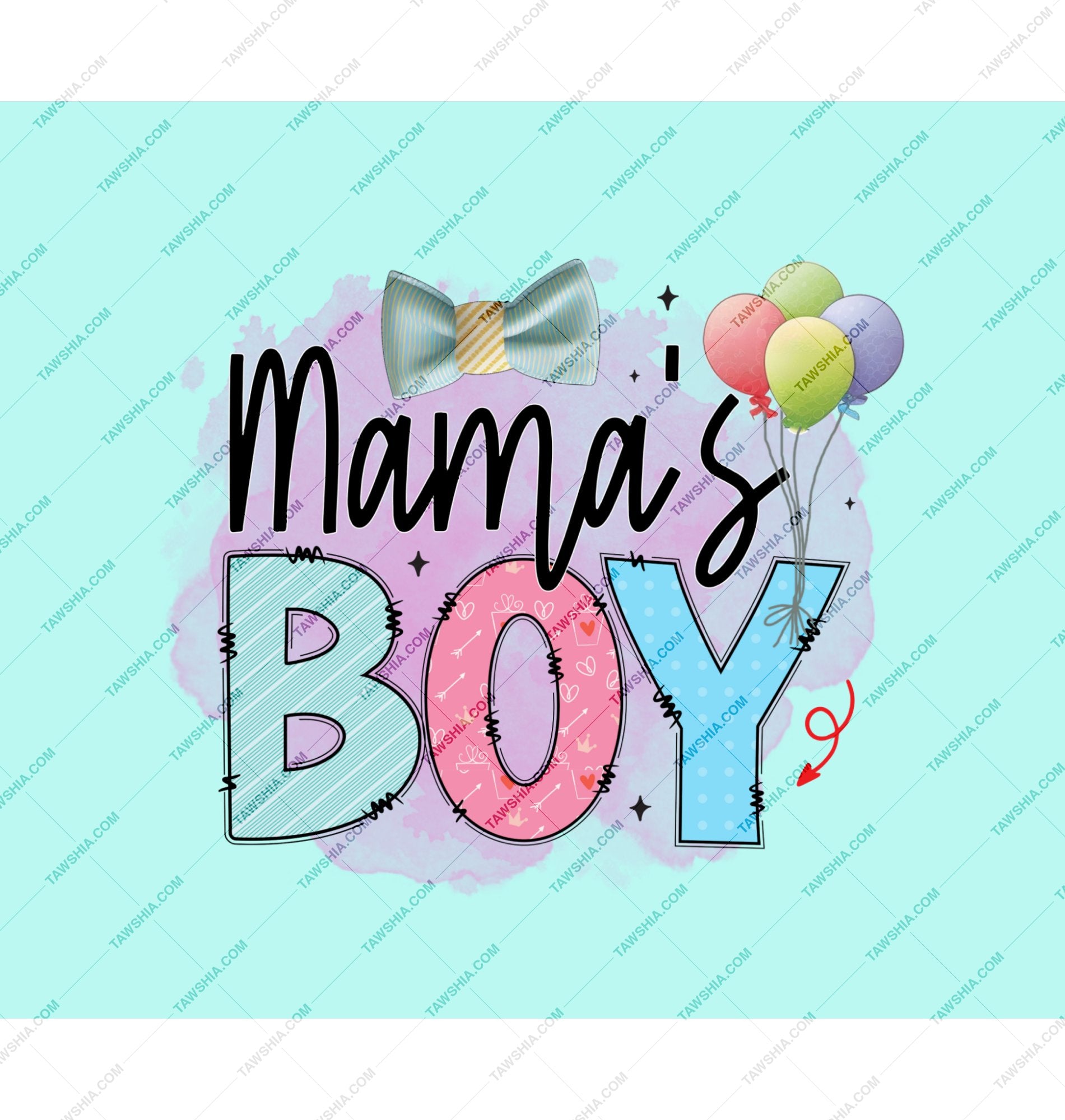 Mama's Boy Cute Bow Tie and Balloons Artwork product type