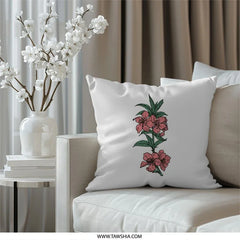 Pink Peach Blossom Pillow, Floral Throw Pillow, Botanical Cushion Cover, Spring Decor Pillow, Flower Accent Pillow, Home Decor - Tawshia