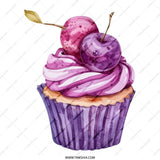 Cherry Cupcake Tote Bag, Watercolor Art, Foodie Gift, Pastry Lover, Bakery Design, Purple Pink, Sweet Treat, Dessert Bag, Cute Grocery Bag - Tawshia