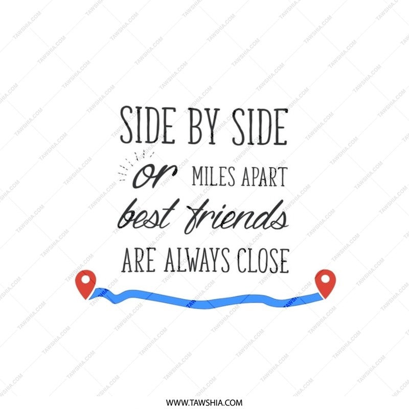 Best Friends Pillow, Distance Friendship Gift, Long Distance Pillow, Side by Side or Miles Apart, Friendship Decor, Keepsake, Throw Pillow - Tawshia