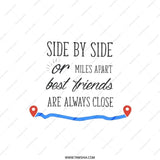 Best Friends Pillow, Distance Friendship Gift, Long Distance Pillow, Side by Side or Miles Apart, Friendship Decor, Keepsake, Throw Pillow - Tawshia