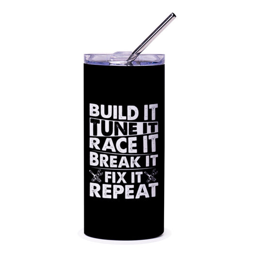 Build It Tune It Race It Tumbler, Car Enthusiast Gift, Auto Mechanic Present, Race Car Lover Tumbler, Funny Automotive Tumbler - Tawshia