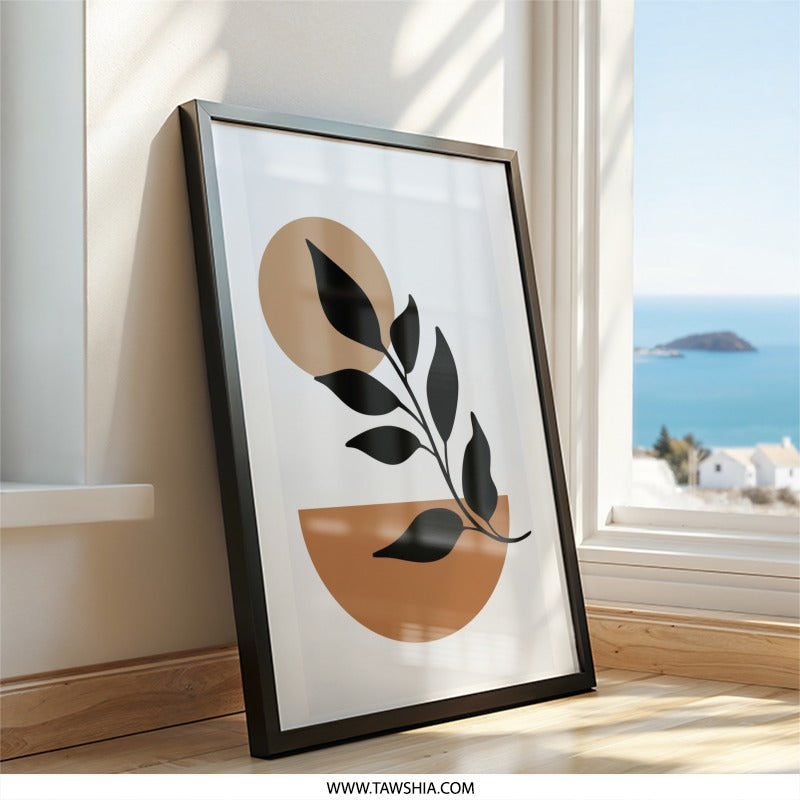 Minimalist Wall Art, Botanical Print, Abstract Plant Art, Modern Home Decor, Geometric Wall Hanging - Tawshia