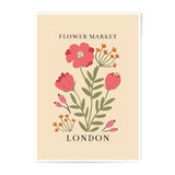 London Flower Market Photographic Print, Floral Illustration Art, Botanical Wall Decor, Modern Art Print, UK City Souvenir, Pink Flowers - Tawshia