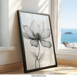 Floral Wall Art, Black and White Flower Print, Minimalist Botanical Art, Line Art Flower Drawing, Modern Home Decor, Floral Illustration - Tawshia