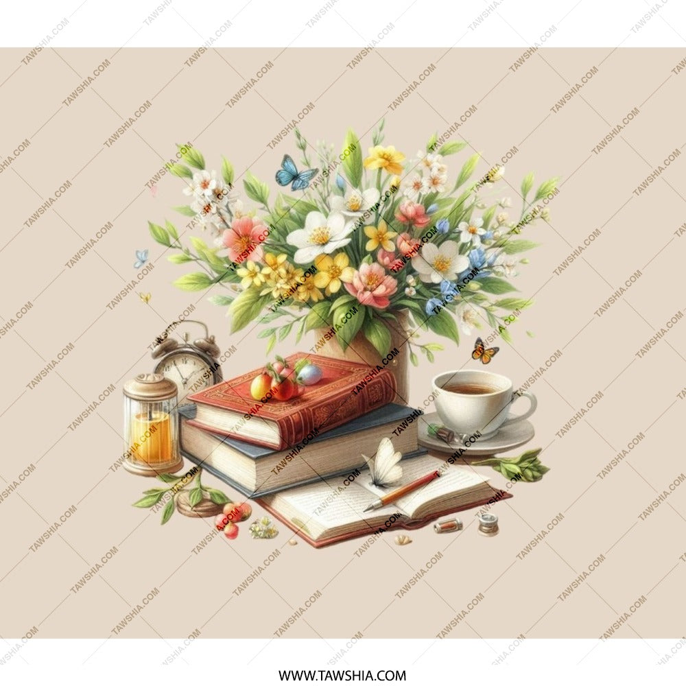 Books and Flowers Backpack, Floral Bouquet Bag, Literary Backpack, Book Lover Gift, Backpack for College, Elegant Backpack - Tawshia