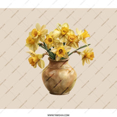 Floral Backpack, Daffodil Flowers in Vase, Stylish Backpack for School, Unique Flower Art Bag, Everyday Use Backpack, Gift Idea - Tawshia
