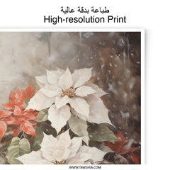 Poinsettia Photographic Print, Christmas Flower Art, Winter Holiday Decor, Seasonal Botanical Wall Art, Floral Photography - Tawshia