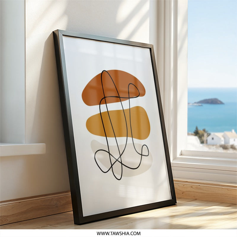 Abstract Shapes Wall Art, Minimalist Line Art Print, Modern Art Poster, Geometric Wall Decor, Contemporary Home Decor - Tawshia