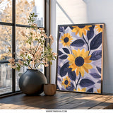 Sunflower Wall Art, Floral Home Decor, Botanical Print, Yellow Flower Art, Modern Wall Hanging, Nature Inspired Gift - Tawshia