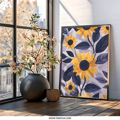 Sunflower Wall Art, Floral Home Decor, Botanical Print, Yellow Flower Art, Modern Wall Hanging, Nature Inspired Gift - Tawshia
