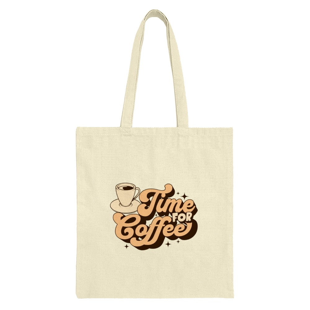 Time for Coffee Tote Bag, Coffee Lover Gift, Retro Tote Bag, Cute Coffee Bag, Gift for Her, Everyday Tote Bag, Coffee Cup Tote Bag - Tawshia