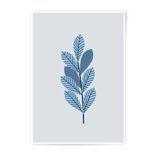 Blue Leaves Photographic Prints, Minimalist Leaf Art, Modern Botanical Wall Decor, Nature Inspired Artwork, Home Decor Prints - Tawshia