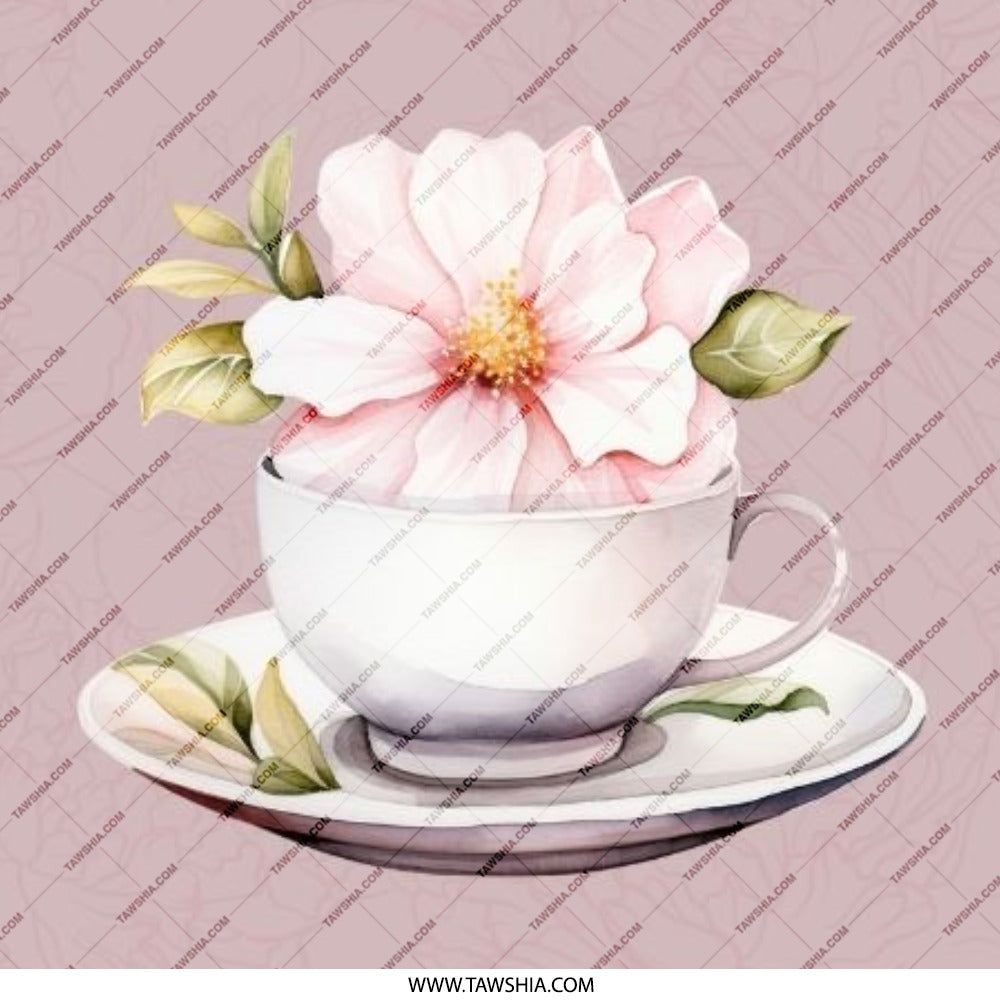 Floral Tea Cup Pinback Button, Pink Blossom Badge, Cute Flower Tea Party Gift, Botanical Accessories, Decorative Button, Pinback Button - Tawshia