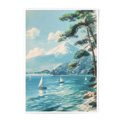 Mount Fuji Photographic Print, Japan Art Print, Sailboat Art, Landscape Photography, Fuji Mountain Painting, Wall Decor - Tawshia