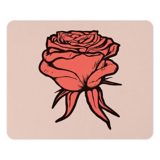 Rose Mouse Pad, Floral Desk Decor, Pink Computer Mat, Flower Mousepad, Aesthetic Workspace Gift, Botanical Art, Unique Office Accessory - Tawshia