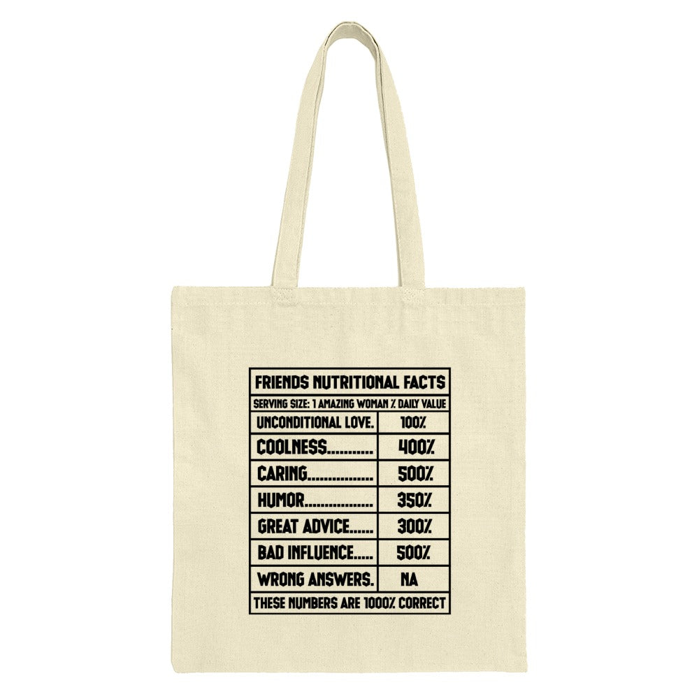 Friends Nutritional Facts Tote Bag, Funny Friendship Gift, Best Friends Gift, Bestie Birthday, Gift for Best Friend, Cool Woman Bag - Tawshia