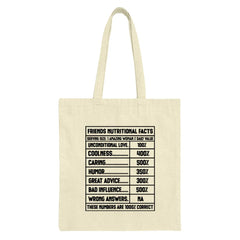 Friends Nutritional Facts Tote Bag, Funny Friendship Gift, Best Friends Gift, Bestie Birthday, Gift for Best Friend, Cool Woman Bag - Tawshia