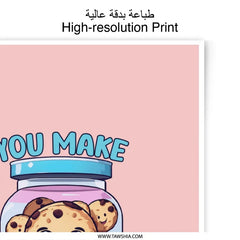 Cute Cookies Jar Photographic Prints, You Make Me Smile, Kawaii Food Art, Sweet Treat Wall Decor, Home Decor, Kitchen Art - Tawshia