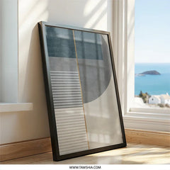 Modern Geometric Wall Art, Abstract Shapes Print, Minimalist Art Decor, Contemporary Home Wall Decor, Living Room Art, Framed Wall Art - Tawshia