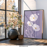 White Anemone Flower Wall Art, Floral Print, Botanical Decor, Pastel Home Decor, Modern Wall Decor, Nature Wall Art (138) - Tawshia