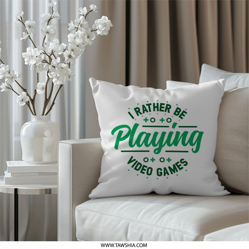 Video Game Pillow, Gamer Room Decor, I Rather Be Playing, Gaming Gifts, Video Games Lover, Decorative Pillows, Throw Pillow - Tawshia