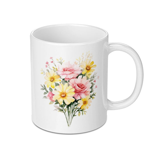 Floral Mug, Watercolor Flowers, Roses and Daisies Mug, Coffee Mug, Tea Mug, Gift Mug, Floral Design Mug (120 characters) - Tawshia